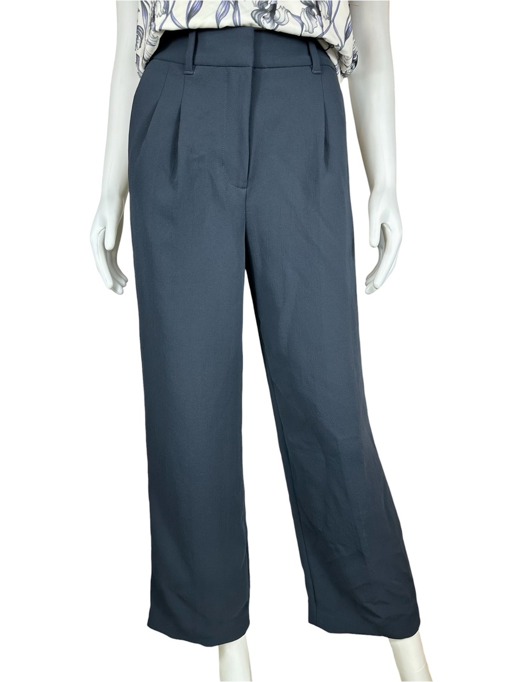 Aritzia The Effortless Pant Wide Leg Trousers Grey Blue Size 0 Short/Petite 9518